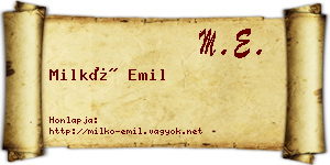 Milkó Emil névjegykártya